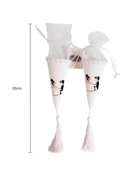 Tradineur - Pack de 12 cucuruchos para boda, conos para rellenar con arroz, pétalos o confeti, ceremonias, fiestas (Blanco, 5 x