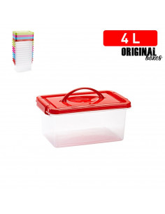 Plastic Forte - Caja de plástico con tapa de color surtido y asa, de 29  x 18,5  x 13 cm, 4 litrosl. Baúl con tapa para organiza 2