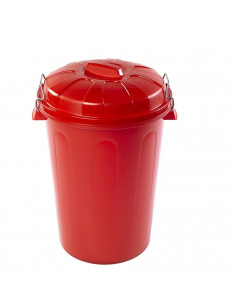 Tradineur - Cubo de basura de plástico con asas metálicas, contenedor de residuos, papelera con tapa, reciclaje, industrial, hog