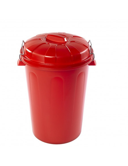 Tradineur - Cubo de basura de plástico con asas metálicas, contenedor de residuos, papelera con tapa, reciclaje, industrial, hog