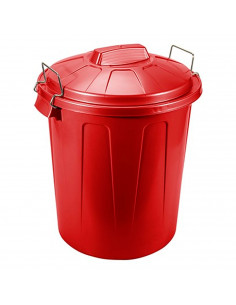 Tradineur - Cubo de basura de plástico con asas metálicas, contenedor de residuos, papelera con tapa, reciclaje, industrial, hog 2