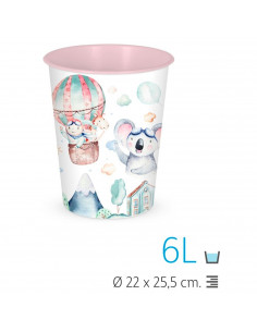 Tradineur - Papelera de plástico decorada infantil, cubo de basura cilíndrico para estudio, dormitorio de niños (Modelo "Volar", 2