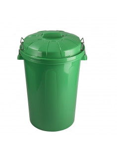 Tradineur - Cubo de basura de plástico con asas metálicas, contenedor de residuos, papelera con tapa, reciclaje, industrial, hog