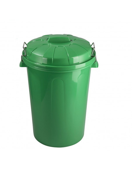 Tradineur - Cubo de basura de plástico con asas metálicas, contenedor de residuos, papelera con tapa, reciclaje, industrial, hog