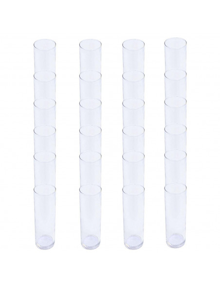 Tradineur - Set de 24 vasos de tubo de cristal, base gruesa, aptos para lavavajillas, agua, bebidas, refrescos, 16,3 x 5,8 cm, 3