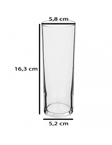 Tradineur - Set de 24 vasos de tubo de cristal, base gruesa, aptos para lavavajillas, agua, bebidas, refrescos, 16,3 x 5,8 cm, 3