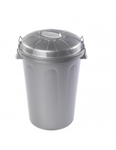 Tradineur - Cubo de basura con tapa y asas metálicas, contenedor de residuos de plástico, papelera, reciclaje, industrial, fabri