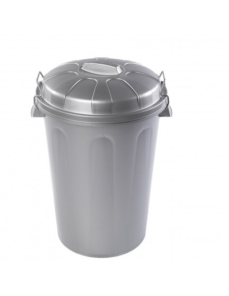 Tradineur - Cubo de basura con tapa y asas metálicas, contenedor de residuos de plástico, papelera, reciclaje, industrial, fabri