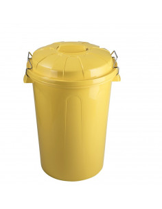 Tradineur - Cubo de basura con tapa y asas metálicas, contenedor de residuos de plástico, papelera, reciclaje, industrial, fabri