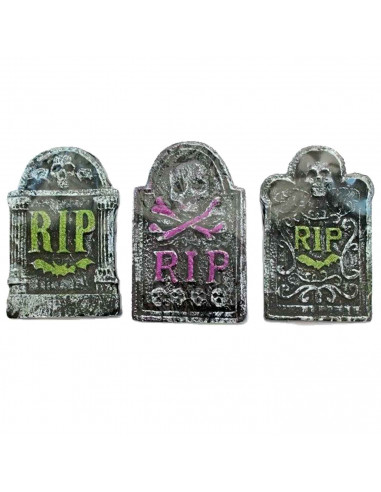 Tradineur - Lapida sepulcral RIP - Diseño Surtido - Decoración y complementación para Halloween - 26,5 x 17,2 cm