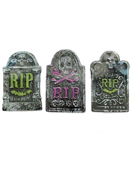 Tradineur - Lapida sepulcral RIP - Diseño Surtido - Decoración y complementación para Halloween - 26,5 x 17,2 cm