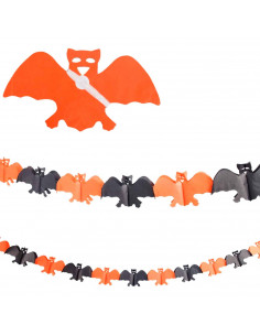 Tradineur - Guirnalda de murciélago de Halloween - Diseño clásico - Decoración y complementación para Halloween - Color Naranja/