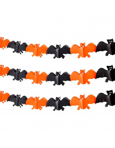 Tradineur - Guirnalda de murciélago de Halloween - Diseño clásico - Decoración y complementación para Halloween - Color Naranja/ 2