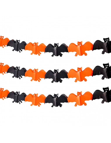 Tradineur - Guirnalda de murciélago de Halloween - Diseño clásico - Decoración y complementación para Halloween - Color Naranja/
