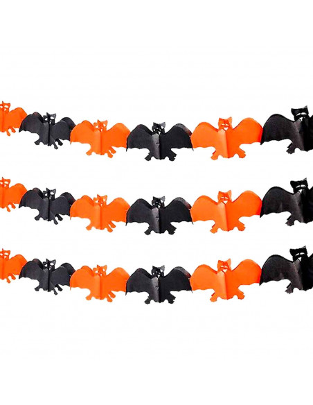Tradineur - Guirnalda de murciélago de Halloween - Diseño clásico - Decoración y complementación para Halloween - Color Naranja/