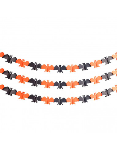 Tradineur - Guirnalda de murciélago de Halloween - Diseño clásico - Decoración y complementación para Halloween - Color Naranja/