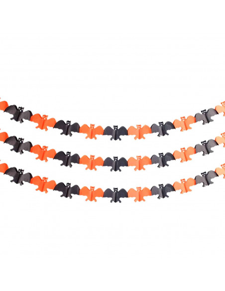 Tradineur - Guirnalda de murciélago de Halloween - Diseño clásico - Decoración y complementación para Halloween - Color Naranja/