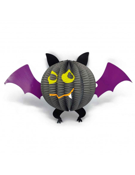 Tradineur - Pack de 3 figuras de Halloween - Fabricación en cartón - Murciélago, araña y fantasma - Ideal para la decoración en