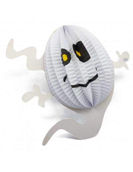 Tradineur - Pack de 3 figuras de Halloween - Fabricación en cartón - Murciélago, araña y fantasma - Ideal para la decoración en