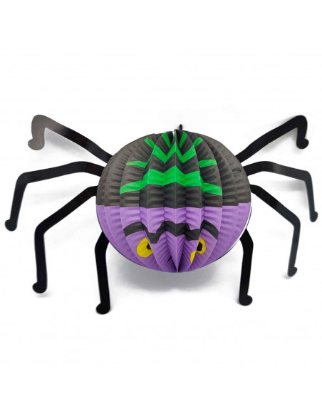 Tradineur - Pack de 3 figuras de Halloween - Fabricación en cartón - Murciélago, araña y fantasma - Ideal para la decoración en