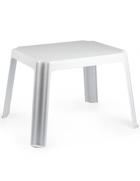 Tradineur - Mesa auxiliar de plástico, mesita baja para niños, estructura sólida, interior y exterior, salón, jardín (Blanco, 54