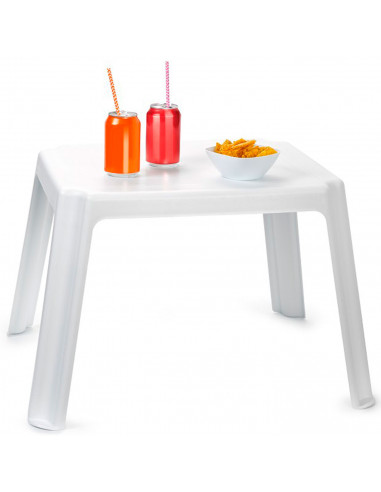 Tradineur - Mesa auxiliar de plástico, mesita baja para niños, estructura sólida, interior y exterior, salón, jardín (Blanco, 54