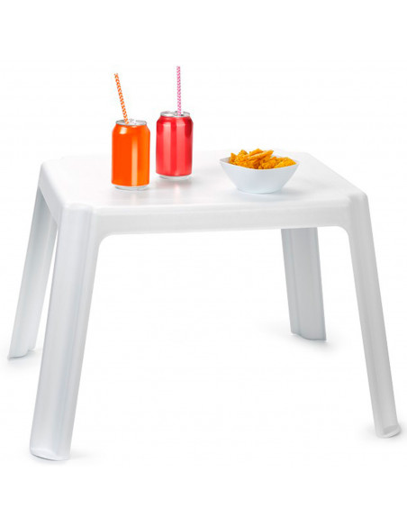 Tradineur - Mesa auxiliar de plástico, mesita baja para niños, estructura sólida, interior y exterior, salón, jardín (Blanco, 54