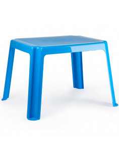 Tradineur - Mesa auxiliar de polipropileno, mesita baja para niños, estructura sólida, interior y exterior, salón, jardín (Azul,