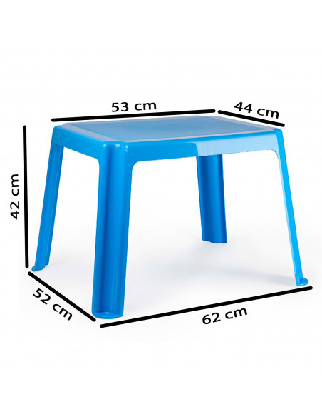 Tradineur - Mesa auxiliar de polipropileno, mesita baja para niños, estructura sólida, interior y exterior, salón, jardín (Azul,