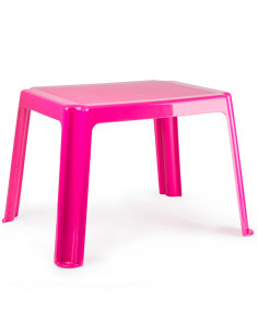 Tradineur - Mesa auxiliar de plástico baja, mesita para niños, estructura sólida, interior y exterior, salón, jardín (Rosa, 54 x