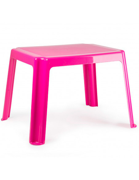 Tradineur - Mesa auxiliar de plástico baja, mesita para niños, estructura sólida, interior y exterior, salón, jardín (Rosa, 54 x