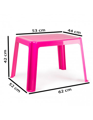 Tradineur - Mesa auxiliar de plástico baja, mesita para niños, estructura sólida, interior y exterior, salón, jardín (Rosa, 54 x