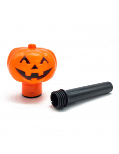 Tradineur - Antorcha de calabaza a pilas - Fabricado en plástico - Decoración para Halloween - Iluminación suave y homogénea. 2