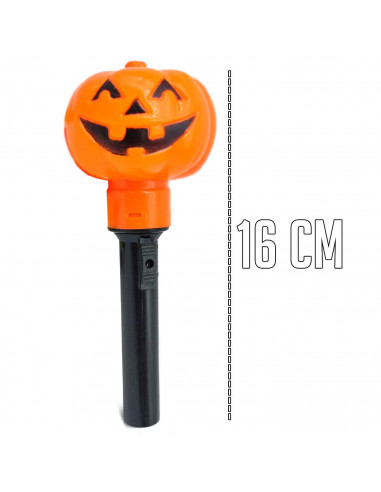 Tradineur - Antorcha de calabaza a pilas - Fabricado en plástico - Decoración para Halloween - Iluminación suave y homogénea.