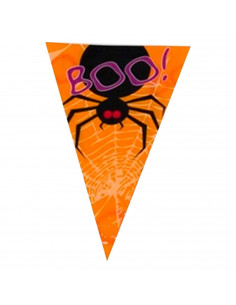Tradineur - Banderitas para Halloween - Fabricado en plástico - Adorno para decoración - 3 Metros - Color Negro y Naranja 2