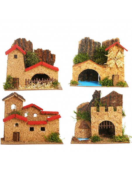 Tradineur - Torre con Fuente de 20 x 16 para belén de Navidad, 4 Modelos Surtidos