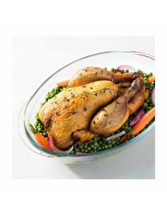 Tradineur - Fuente para horno ovalada - Fabricado en Vidrio - Apto para horno, microondas, congelador y lavavajillas - 2,4 Litro 2