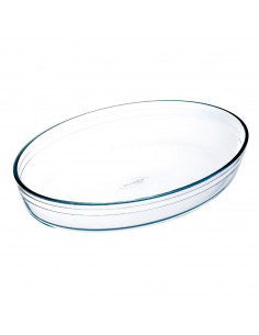 Tradineur - Fuente para horno ovalada - Fabricado en Vidrio - Apto para horno, microondas, congelador y lavavajillas - 3 Litros
