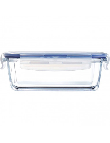 Tradineur - Fiambrera hermética de vidrio, tapa de plástico con abertura, recipiente para alimentos, apta para microondas y lava