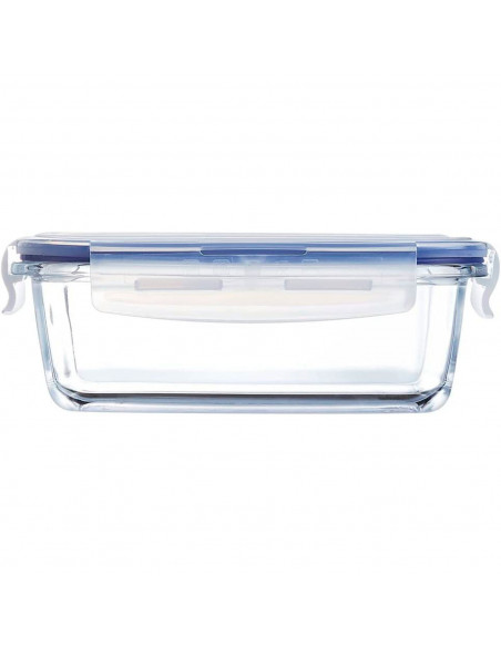 Tradineur - Fiambrera hermética de vidrio, tapa de plástico con abertura, recipiente para alimentos, apta para microondas y lava