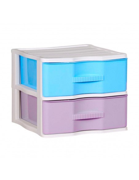 Cajonera wagon de plástico blanco 2 cajones multicolor 32,5 x 36,5 x 38 cm