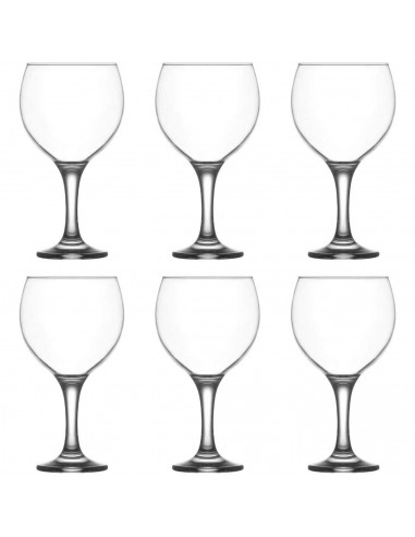 Tradineur - Set de 6 copas modelo Misket de cristal para cócteles, combinados, vino, resistentes, aptas para lavavajillas (645