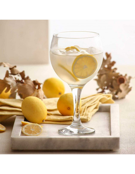 Tradineur - Set de 6 copas modelo Misket de cristal para cócteles, combinados, vino, resistentes, aptas para lavavajillas (645