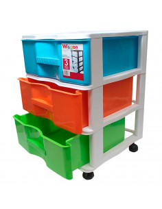 Cajonera blanca wagon 3 cajones con ruedas 51.5 x 36.5 x 38 cm.  Contenedor de plástico para folios especial para oficina u hoga