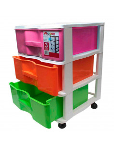 Cajonera blanca wagon 3 cajones con ruedas 51.5 x 36.5 x 38 cm.  Contenedor de plástico para folios especial para oficina u hoga 2