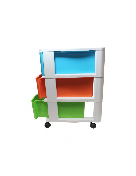 Cajonera blanca wagon 3 cajones con ruedas 51.5 x 36.5 x 38 cm.  Contenedor de plástico para folios especial para oficina u hoga