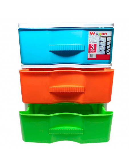 Cajonera blanca wagon 3 cajones con ruedas 51.5 x 36.5 x 38 cm.  Contenedor de plástico para folios especial para oficina u hoga