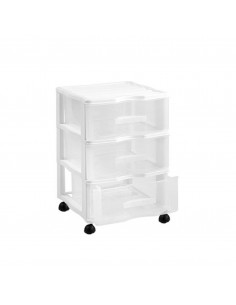 Cajonera color blanco wagon 3 cajones con ruedas 51.5 x 36.5 x 38 cm.  Contenedor de plástico para folios especial para oficina