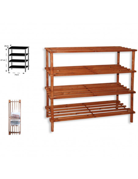 Tradineur - Zapatero de madera con 4 niveles, soporte para calzado, estantería para zapatos, recibidor, pasillo, dormitorio - 74