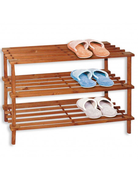 Tradineur - Zapatero de madera con 3 niveles, soporte para calzado, estantería para zapatos, recibidor, pasillo, dormitorio - 74